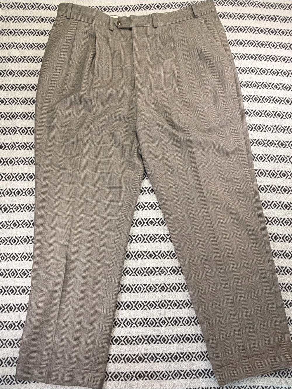 Vintage Polo Ralph Lauren University Wool Houndstooth Pleated Dress Pants 40 Y2K